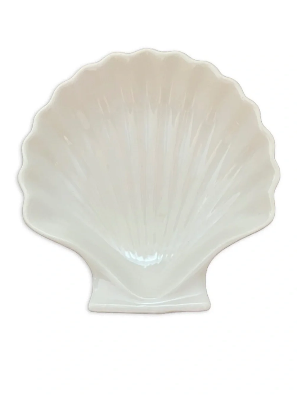 Creamy Large Sea Shell Shaped Trinket Candy Nut Dish Scallop Shape Japan